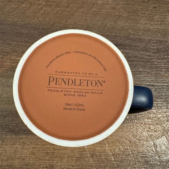 Pendleton Woolen Mills Blue Stoneware Coffee Mug 18oz Stripe National Parks READ - Picture 7 of 8